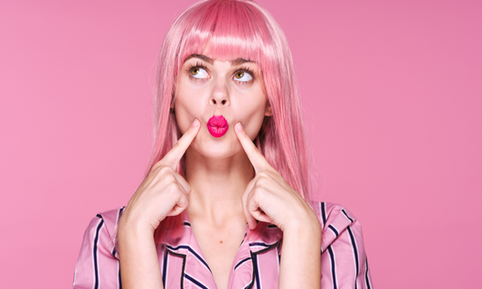Woman with thinning hair considering wearing a wig for a new look.